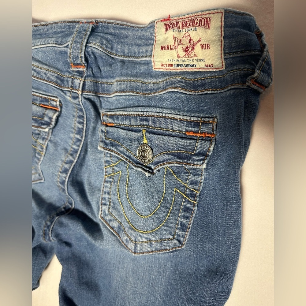 True Religion Women's Size 28 Skinny Jeans Blue Denim Y2K Designer - Picture 3 of 8